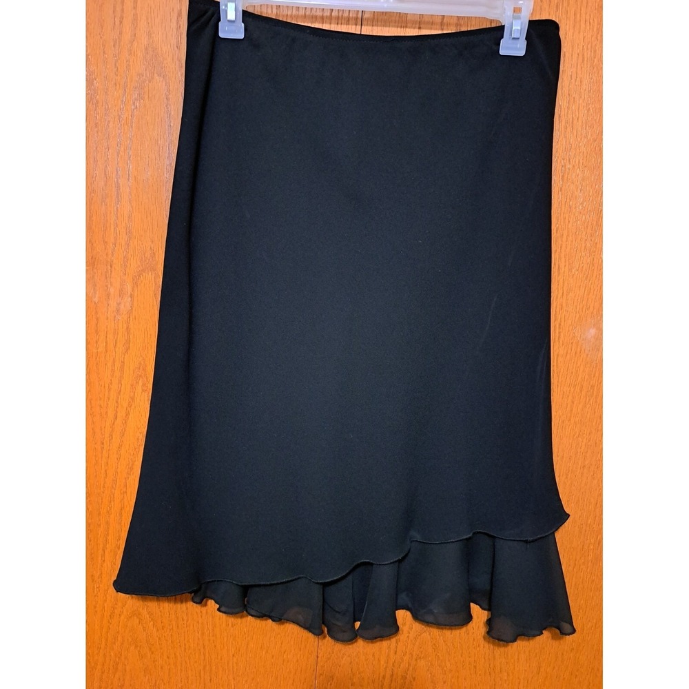 T. Garment Women's Skirt  Black Polyester  Midi Lined Elastic Waist Size LARGE